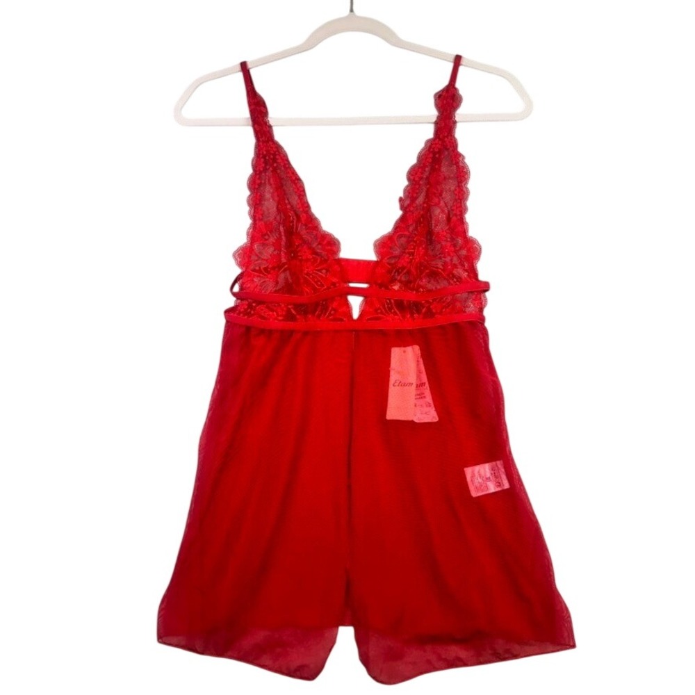 Etam La‎ Chamade Red Lace Babydoll Lingerie XS NWT